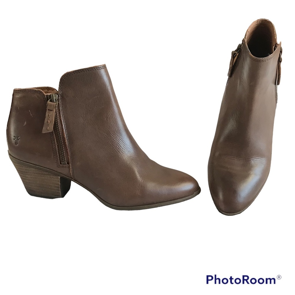 Frye Ankle Pointed Leather Boot with Heel 8.5